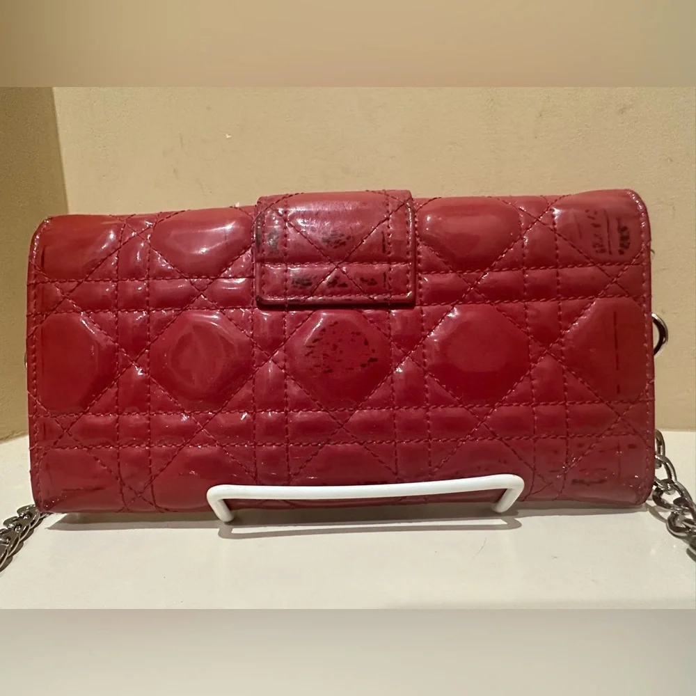 Christian Dior Berry Cannage Wallet On a Chain